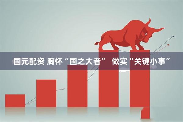 国元配资 胸怀“国之大者”  做实“关键小事”